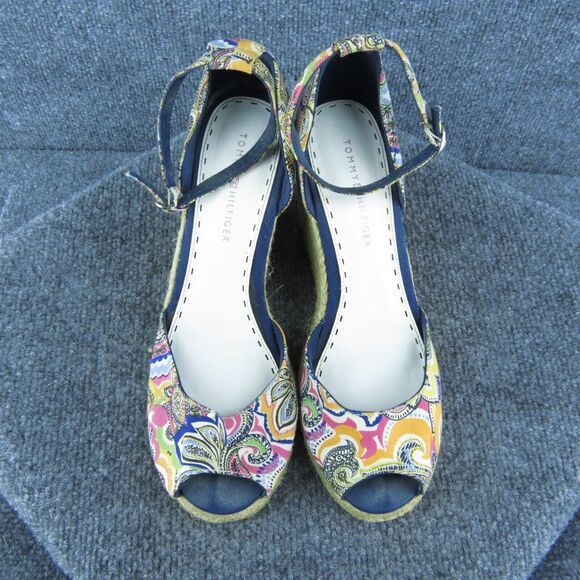 Tommy Hilfiger Women Platform Heel Shoes Multicolor Fabric Size 9 Medium - Picture 3 of 9